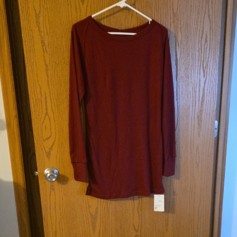 HALARA Deep Burgundy Ribbed Knit Top